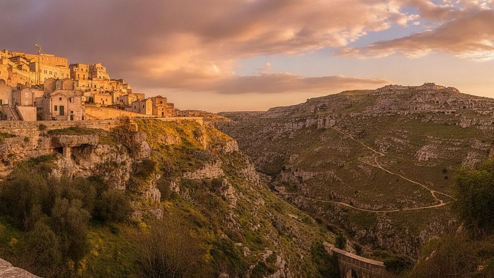 Il Parco della Murgia Materana con la gravina e i Sassi di Matera sullo sfondo